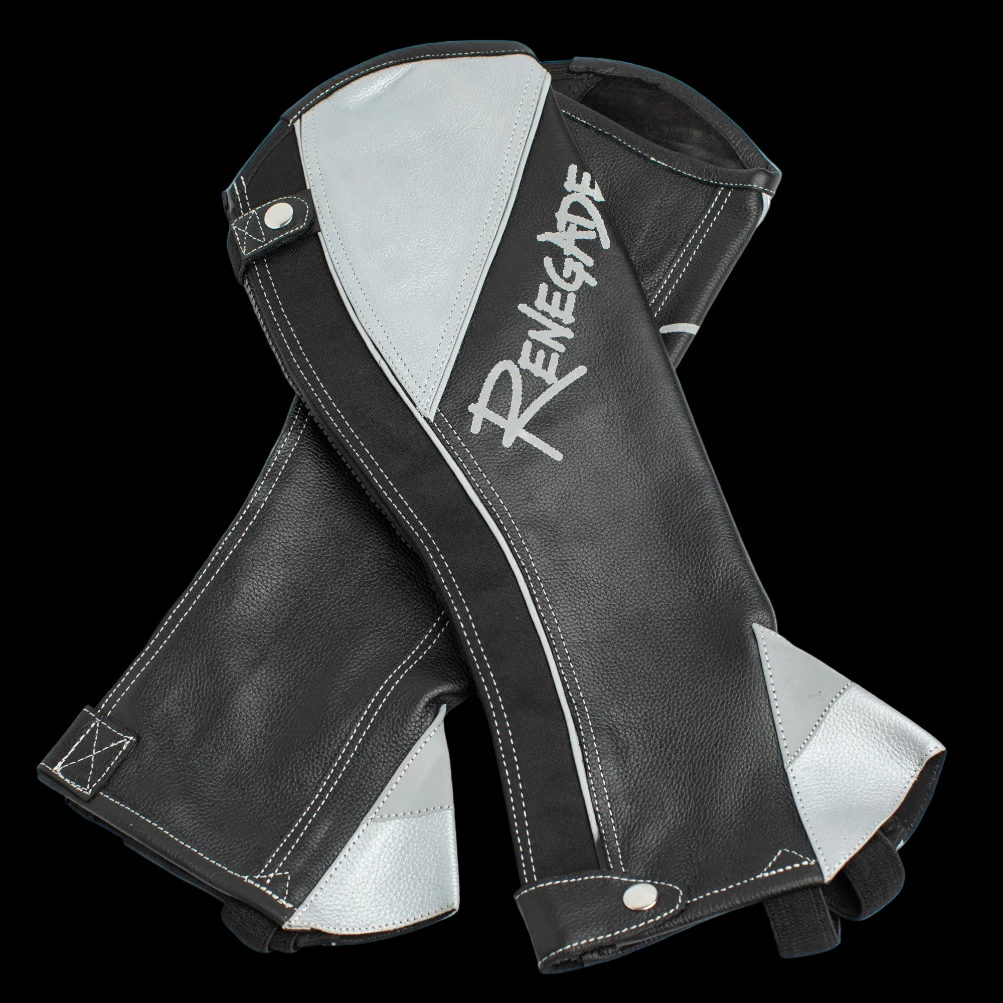 Renegade® Leather Half Chaps - Black/Silver