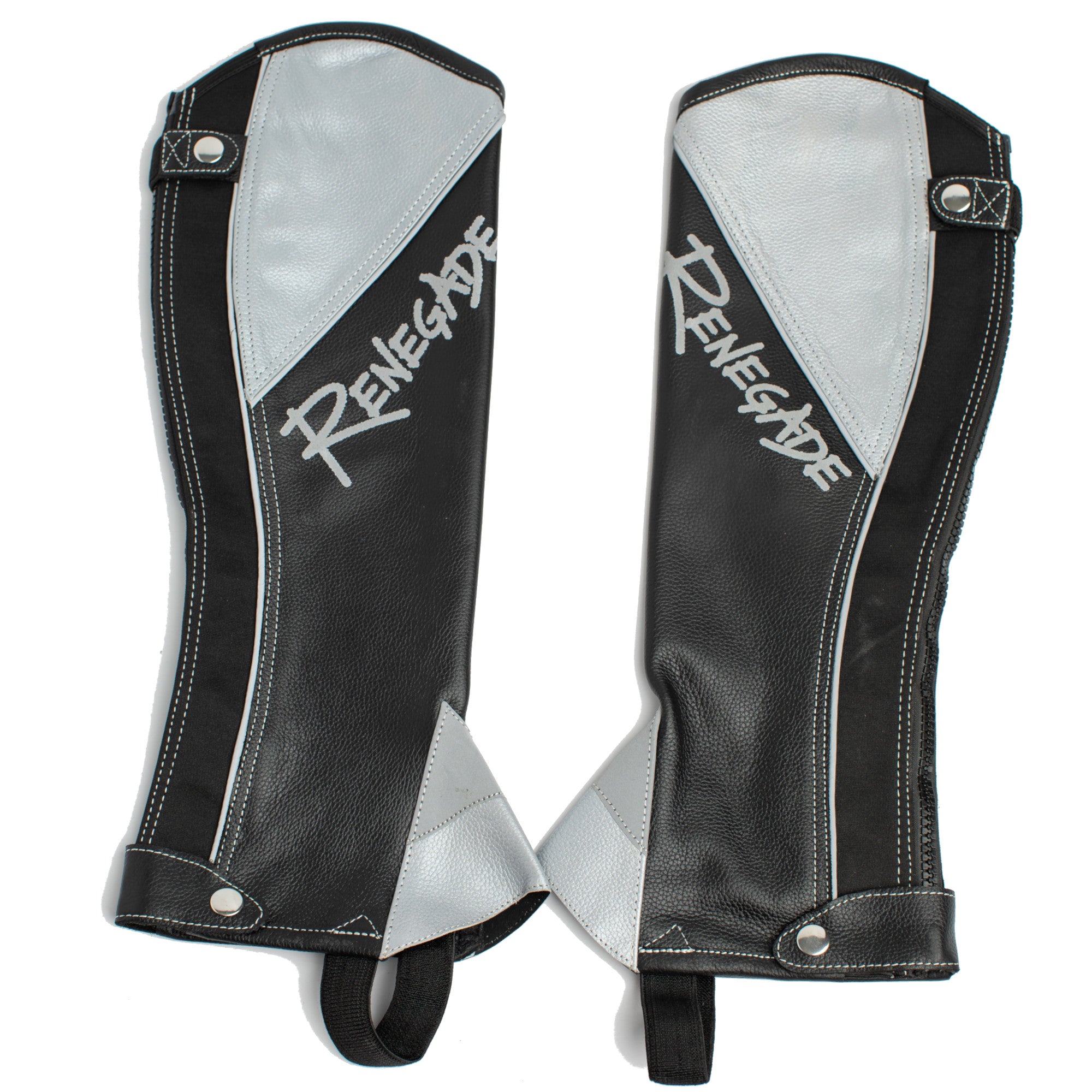 Renegade® Leather Half Chaps - Black/Silver