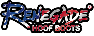 Renegade Hoof Boots logo with a patriotic design on a white background