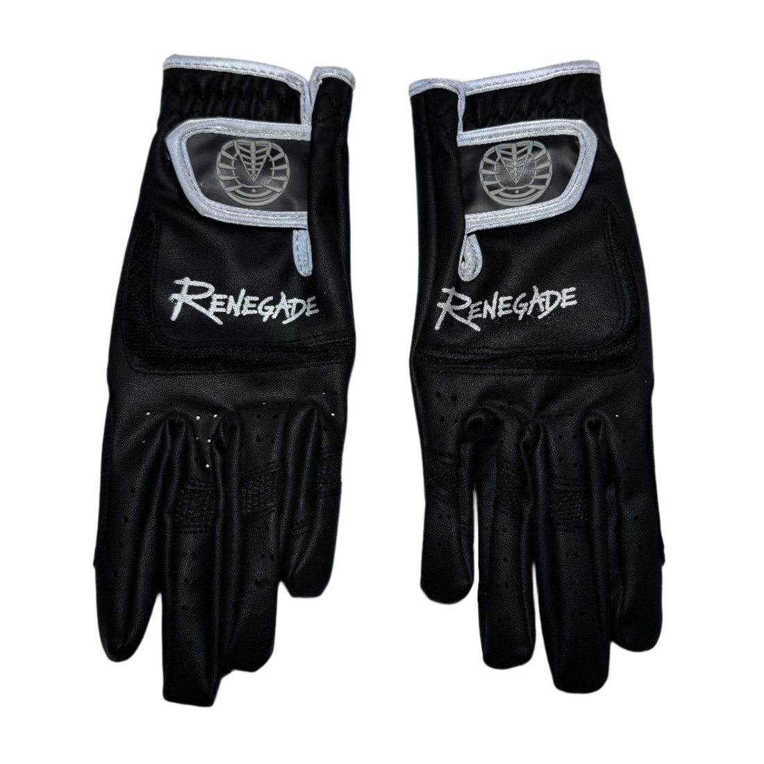 Pair of black riding gloves with Renegade logo